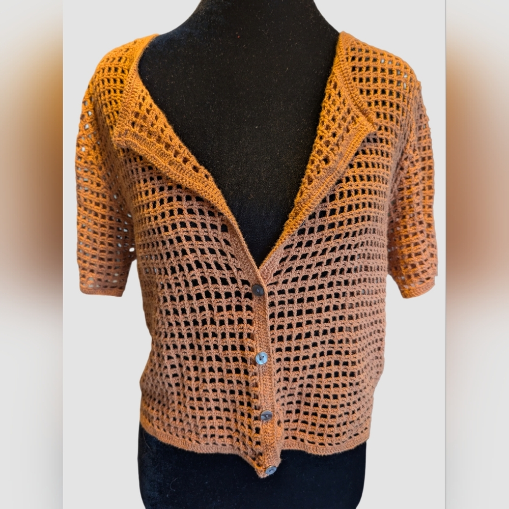 Vintage Limited Crochet Button Front Cardigan Size Large